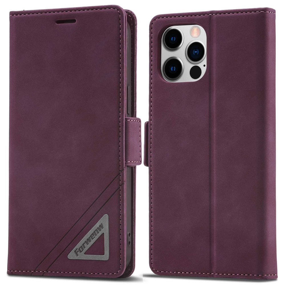 FORWENW F3-Series For iPhone 12 / 12 Pro 6.1 inch All-around Protection Wallet Feature Case PU Leather Magnetic Phone Cover with Stand