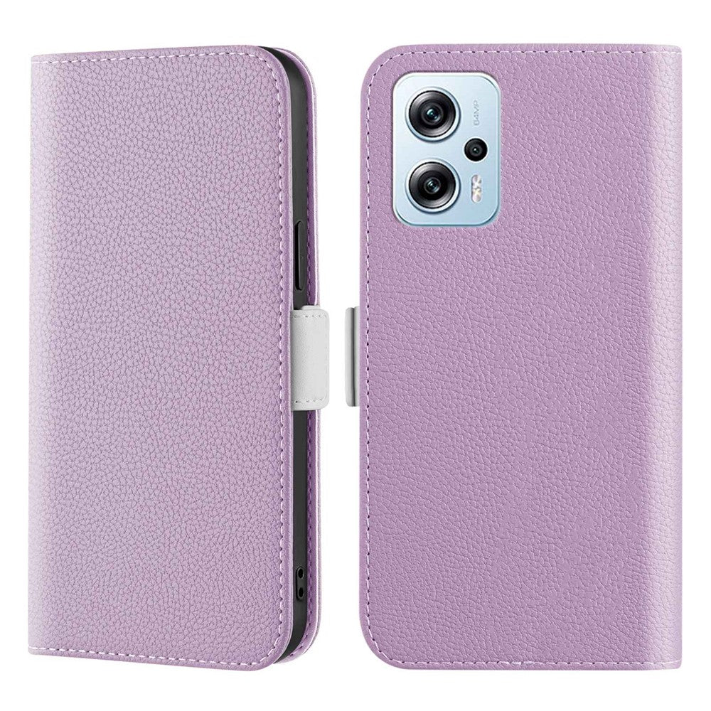 Læderetui med fuld beskyttelse, litchitekstur, stativ og pung i slikfarve til Xiaomi Redmi Note 11T Pro 5G / Note 11T Pro+ 5G / Note 12T Pro 5G / Poco X4 GT 5G / Redmi K50i 5G
