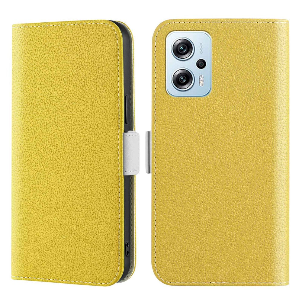 Xiaomi Redmi Note 11T Pro 5G / Note 11T Pro+ 5G / Note 12T Pro 5G / Poco X4 GT 5G / Redmi K50i 5G Godisfärgat Fullt Skyddande Läderfodral Litchi Textur mobilstativ Plånboksfodral