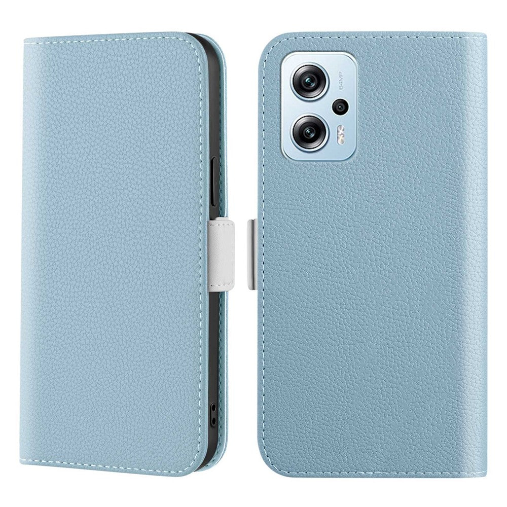 Læderetui med fuld beskyttelse, litchitekstur, stativ og pung i slikfarve til Xiaomi Redmi Note 11T Pro 5G / Note 11T Pro+ 5G / Note 12T Pro 5G / Poco X4 GT 5G / Redmi K50i 5G
