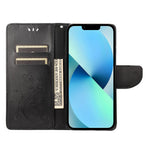 Til iPhone 14 6,1 tommer smartphone-cover præget sommerfugle læder mobiltelefonetui pung stativdæksel