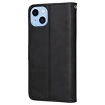 For iPhone 14 Plus Calf Texture PU Leather Magnetic Clasp Phone Stand Wallet Cover Drop-proof Case