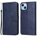 For iPhone 14 Plus Calf Texture PU Leather Magnetic Clasp Phone Stand Wallet Cover Drop-proof Case
