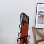 For Samsung Galaxy Z Flip4 5G Metal Finger Ring Phone Case Anti-scratch PU Leather Coated PC Back Cover