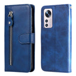 For Xiaomi 12 5G  /  12X 5G  /  12S 5G Calf Texture Slim Phone Case Zipper Pocket PU Leather Stand Wallet Phone Cover