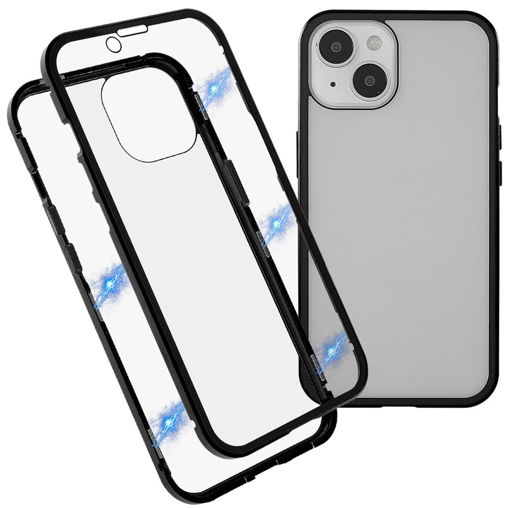 Til iPhone 14 Full Body Case Magnetisk Hærdet Glas Dobbeltsidet Telefoncover