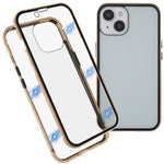 For iPhone 14 Plus Full Body Case Magnetic Tempered Glass Double-Sided Phone Case