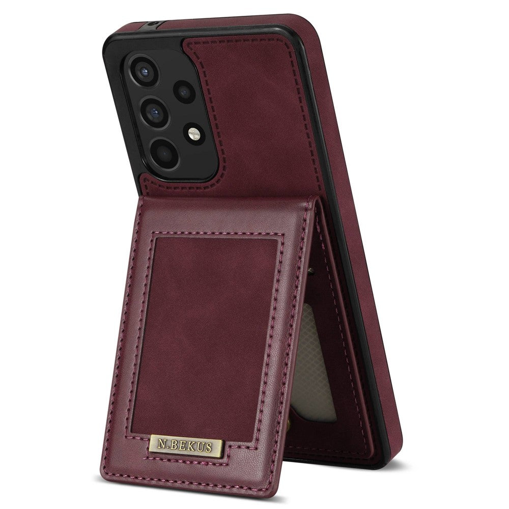 N.BEKUS til Samsung Galaxy A52 4G / 5G / A52s 5G Stødsikkert telefoncover Vertikal kortholder Stander i PU-læder+TPU RFID-blokerende telefoncover