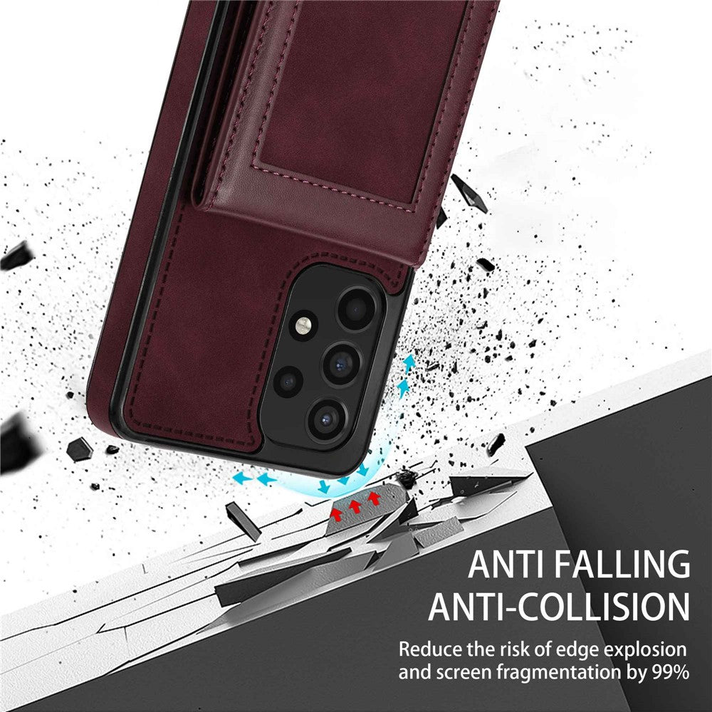 N.BEKUS til Samsung Galaxy A52 4G / 5G / A52s 5G Stødsikkert telefoncover Vertikal kortholder Stander i PU-læder+TPU RFID-blokerende telefoncover