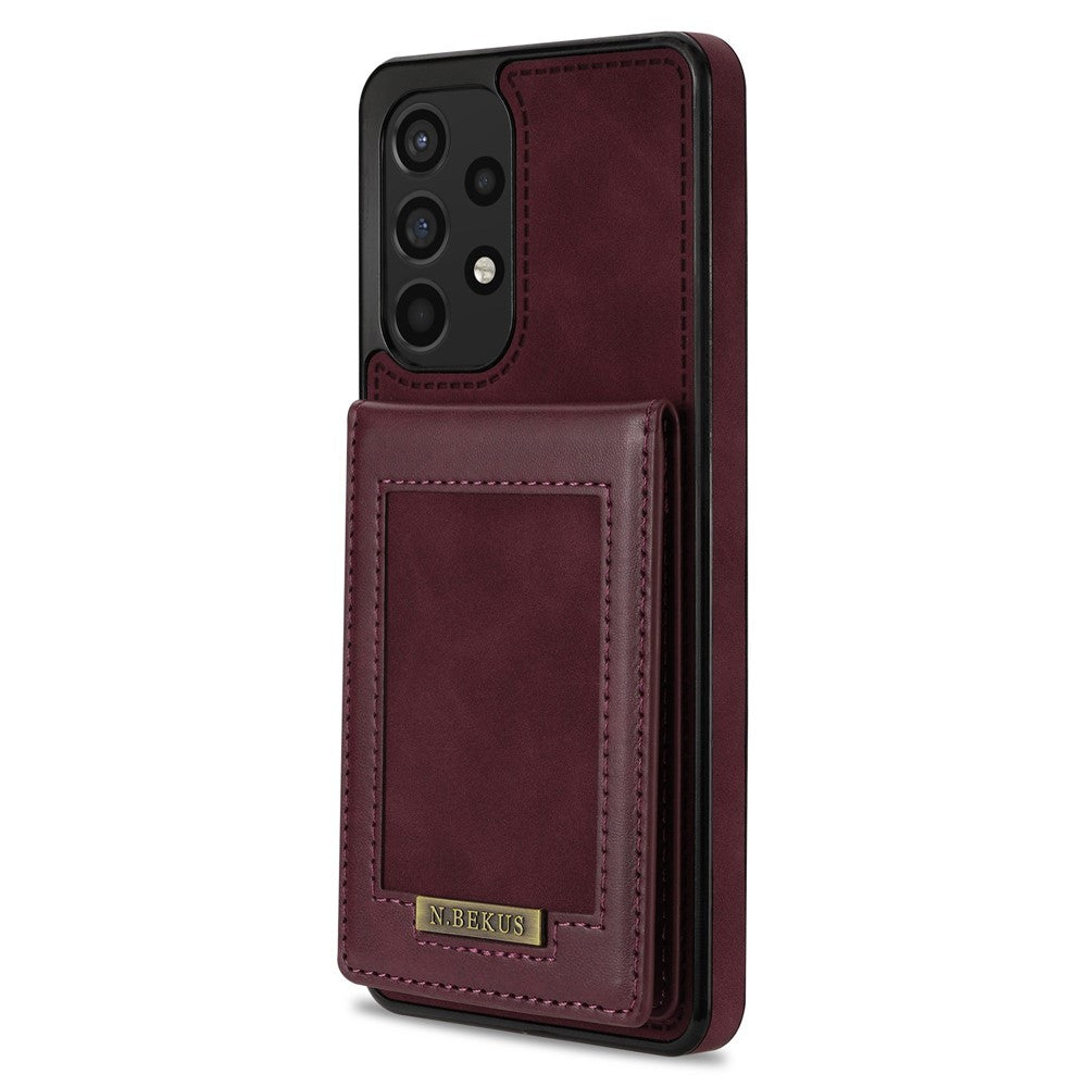 N.BEKUS til Samsung Galaxy A52 4G / 5G / A52s 5G Stødsikkert telefoncover Vertikal kortholder Stander i PU-læder+TPU RFID-blokerende telefoncover