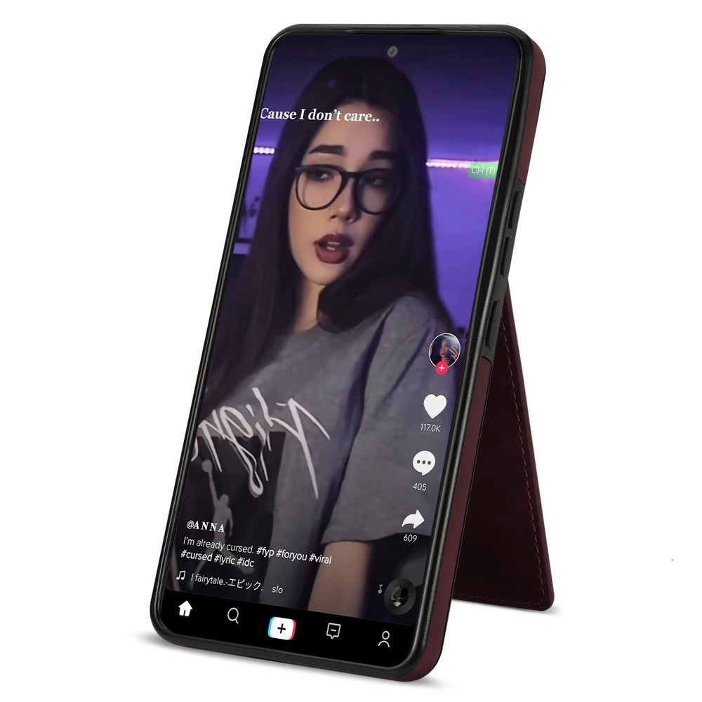 N.BEKUS til Samsung Galaxy A52 4G / 5G / A52s 5G Stødsikkert telefoncover Vertikal kortholder Stander i PU-læder+TPU RFID-blokerende telefoncover