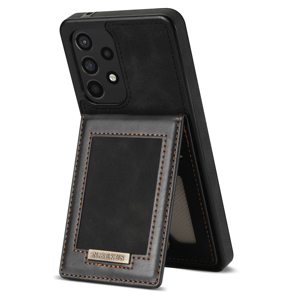N.BEKUS til Samsung Galaxy A52 4G / 5G / A52s 5G Stødsikkert telefoncover Vertikal kortholder Stander i PU-læder+TPU RFID-blokerende telefoncover