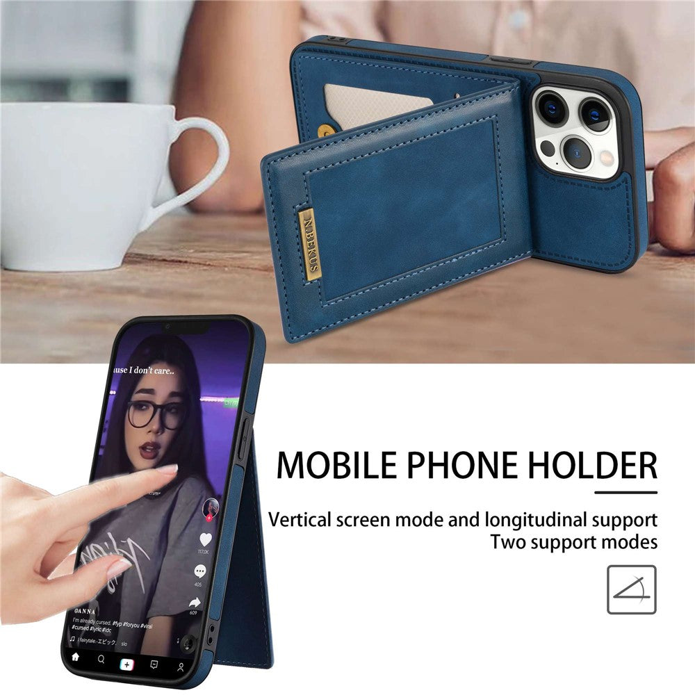 N.BEKUS Phone Case for iPhone 12 Pro Max 6.7 inch, RFID Blocking Vertical Card Holder Kickstand PU Leather+TPU Anti-scratch Phone Back Cover