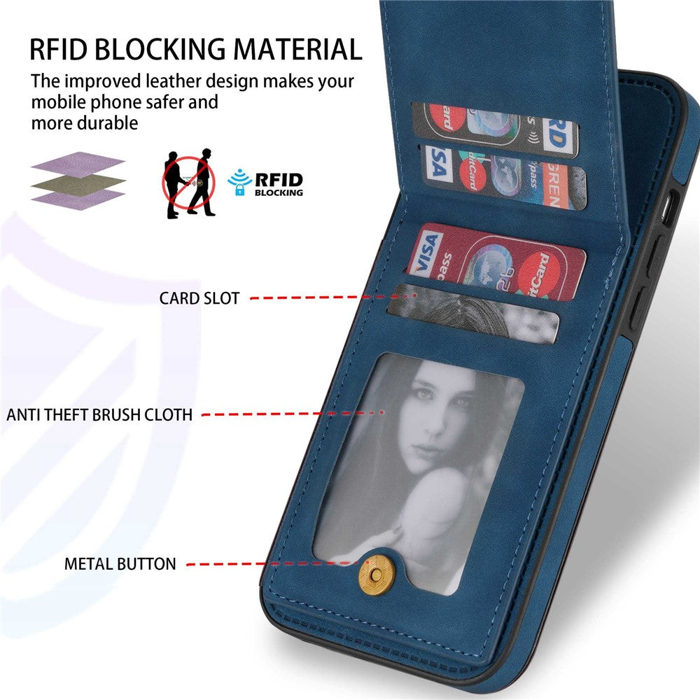 N.BEKUS Phone Case for iPhone 12 Pro Max 6.7 inch, RFID Blocking Vertical Card Holder Kickstand PU Leather+TPU Anti-scratch Phone Back Cover