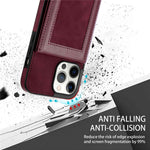 N.BEKUS RFID Blocking Phone Cover for iPhone 12 Pro / 12 6.1 inch, Vertical Card Holder Kickstand Design PU Leather+TPU Phone Case Shell