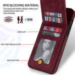 N.BEKUS RFID Blocking Phone Cover for iPhone 12 Pro / 12 6.1 inch, Vertical Card Holder Kickstand Design PU Leather+TPU Phone Case Shell