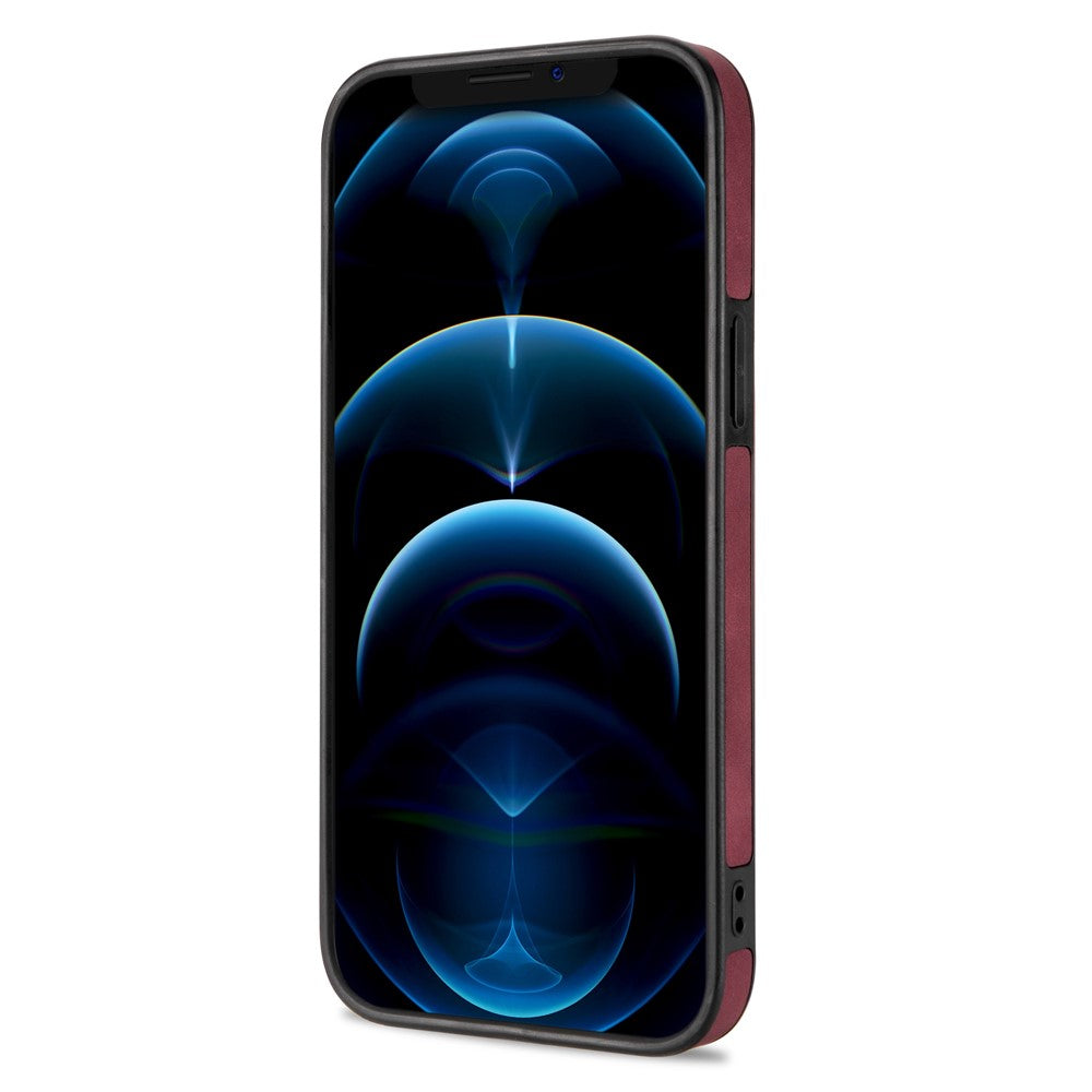 N.BEKUS RFID Blocking Phone Cover for iPhone 12 Pro / 12 6.1 inch, Vertical Card Holder Kickstand Design PU Leather+TPU Phone Case Shell