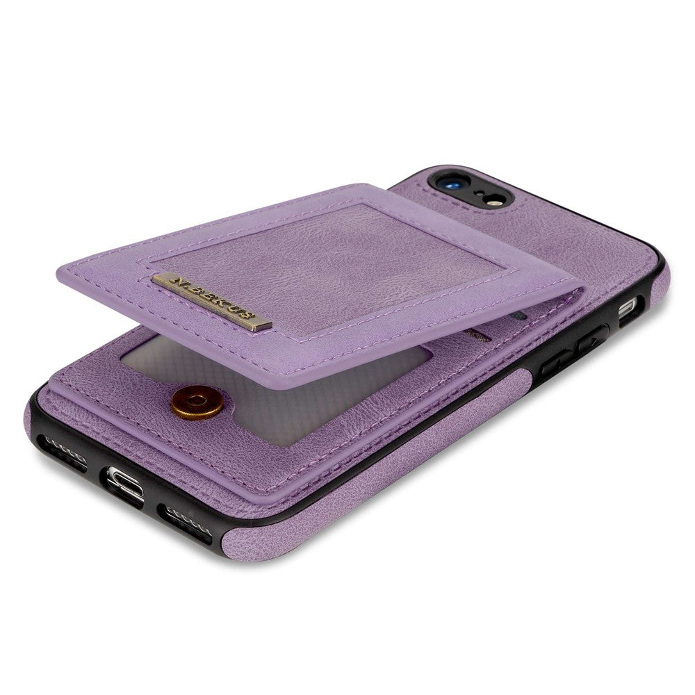 N.BEKUS For iPhone 8  /  7  /  SE (2020)  /  SE (2022) PU Leather+TPU Cell Phone Shell RFID Blocking Vertical Card Holder Kickstand Phone Case