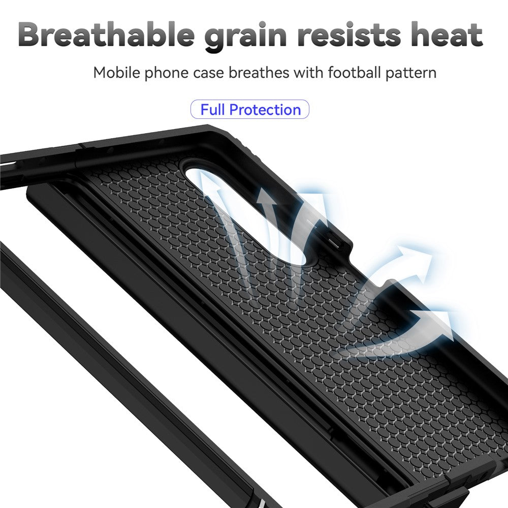 For Samsung Galaxy Z Fold4 5G PC + TPU Shockproof Phone Case Metal Ring Kickstand Slide Camera Cover Shell
