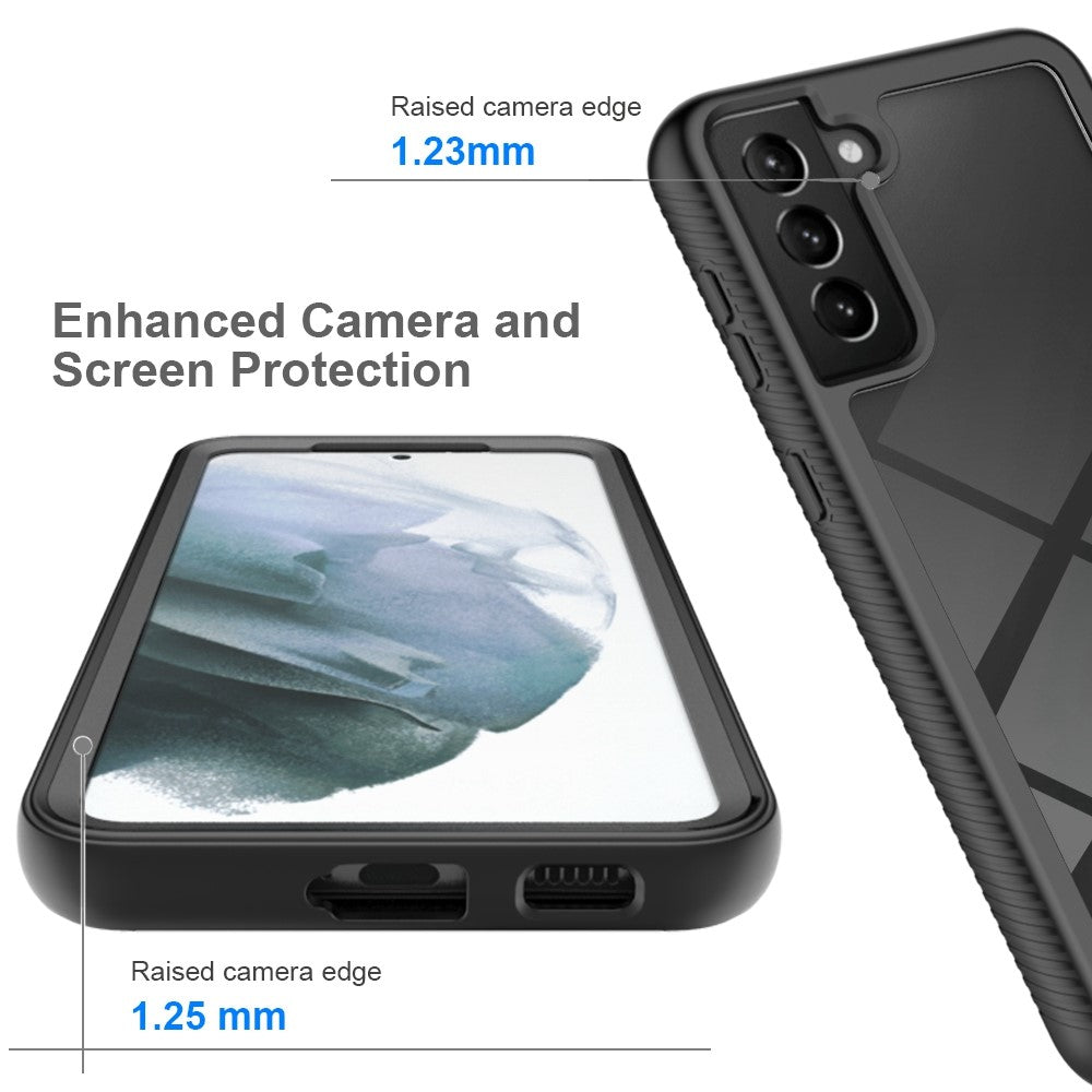 Samsung Galaxy S21 4G / 5G-fuldbeskyttende mobilskal, hårdt PC + blødt TPU-hybridetui med PET-skærmbeskyttelse