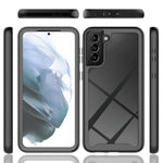 Samsung Galaxy S21 4G / 5G-fuldbeskyttende mobilskal, hårdt PC + blødt TPU-hybridetui med PET-skærmbeskyttelse