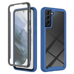 Samsung Galaxy S21 4G / 5G-fuldbeskyttende mobilskal, hårdt PC + blødt TPU-hybridetui med PET-skærmbeskyttelse