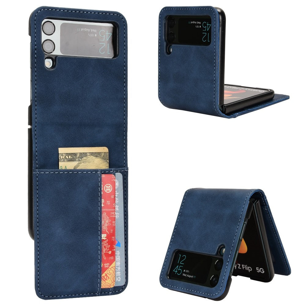 Skin-touch Phone Case for Samsung Galaxy Z Flip4 5G, Separable Design Wallet Card Holder Leather Coated PC Cover
