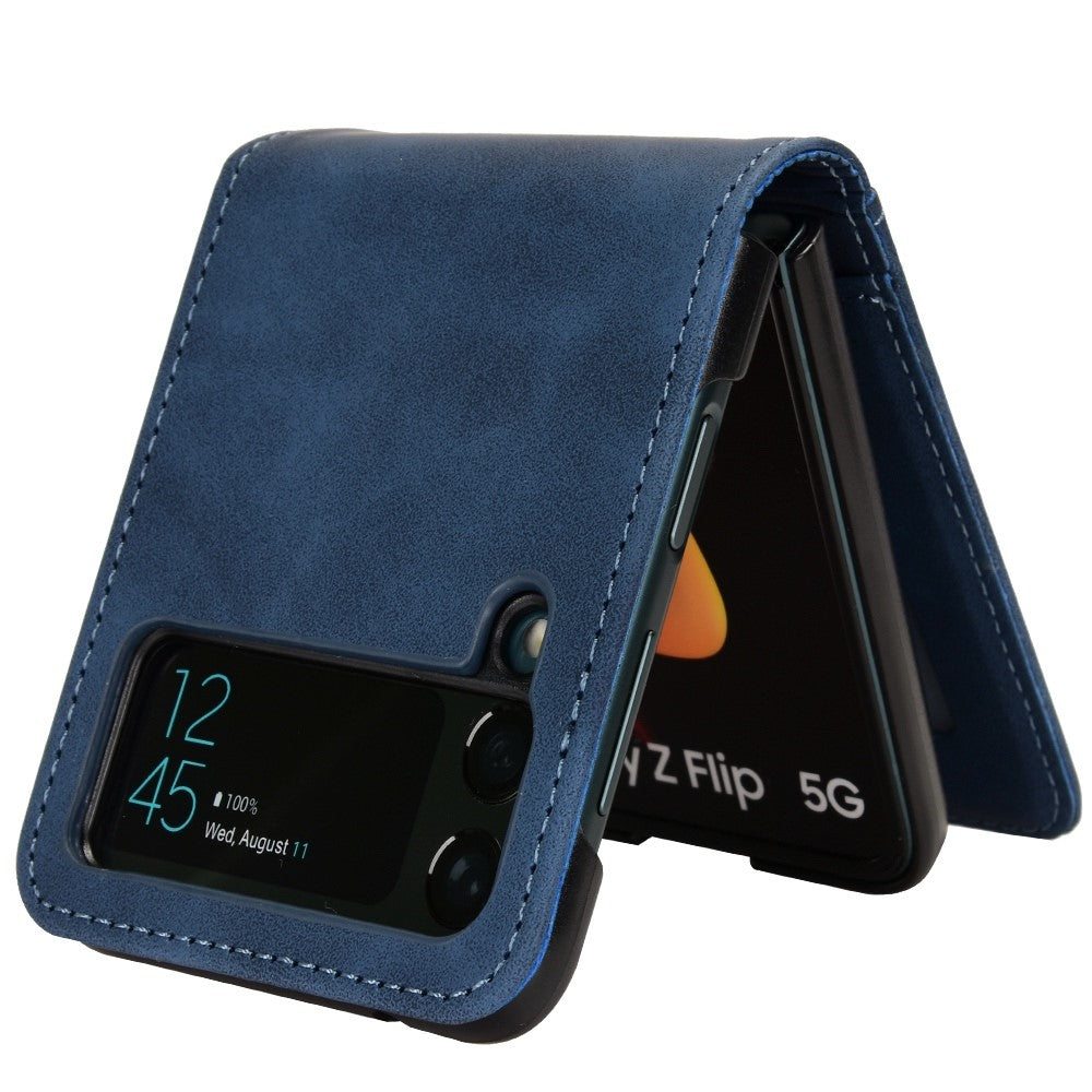 For Samsung Galaxy Z Flip3 5G Separable Design Wallet Phone Case Skin-touch PU Leather Coated PC Card Holder Cover