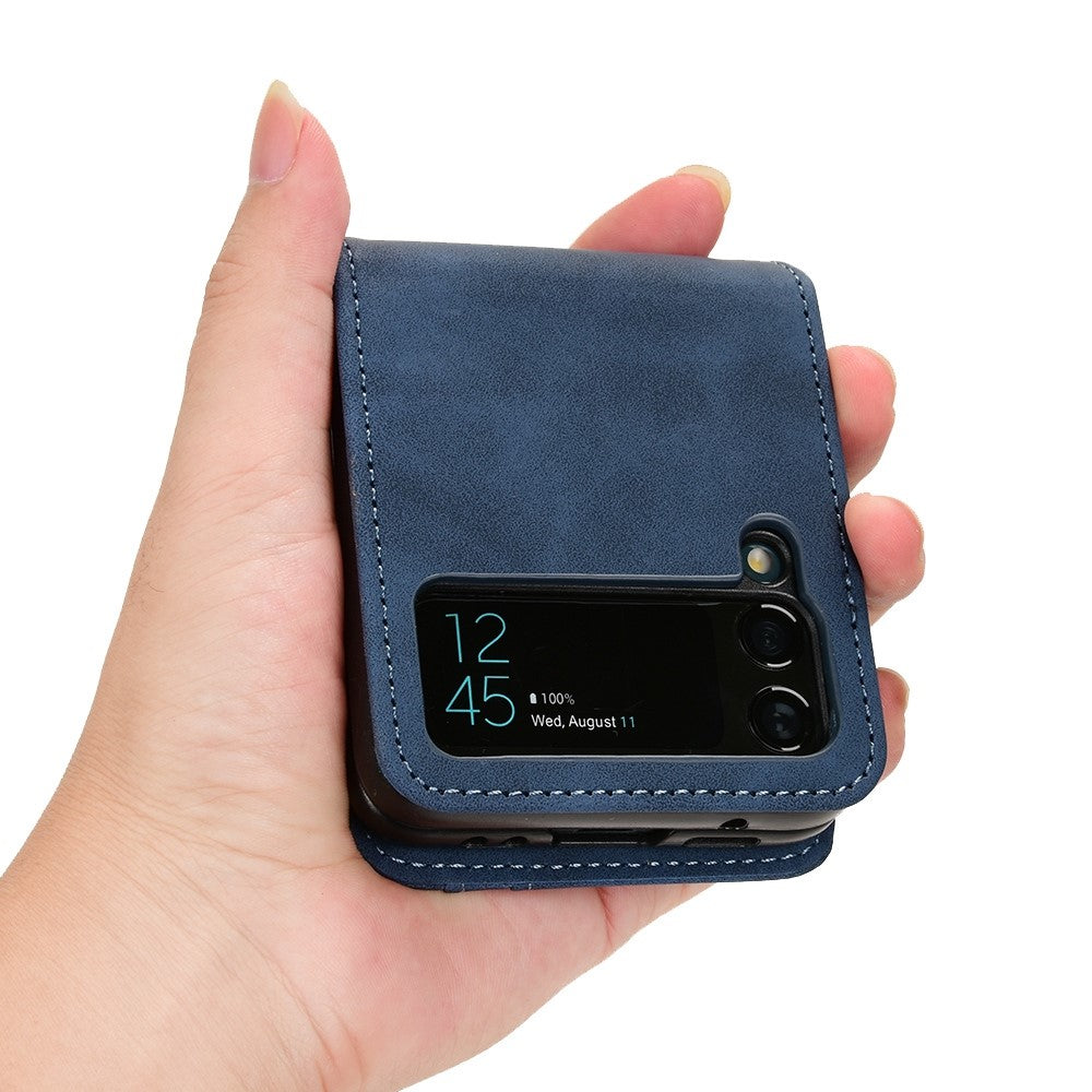 For Samsung Galaxy Z Flip3 5G Separable Design Wallet Phone Case Skin-touch PU Leather Coated PC Card Holder Cover
