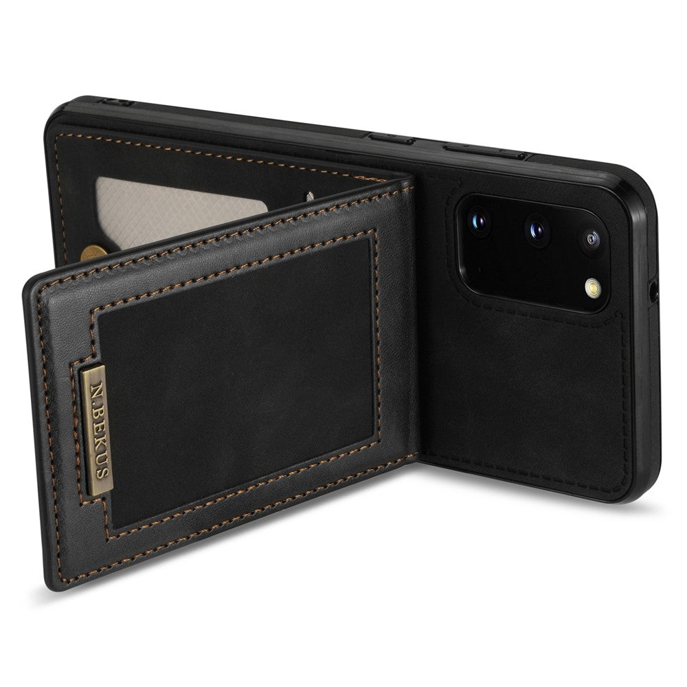N.BEKUS Anti-fall Phone Case For Samsung Galaxy S20 FE / S20 FE 5G / S20 FE 2022 / S20 Lite, Vertical Card Holder Kickstand PU Leather+TPU RFID Blocking Phone Cover