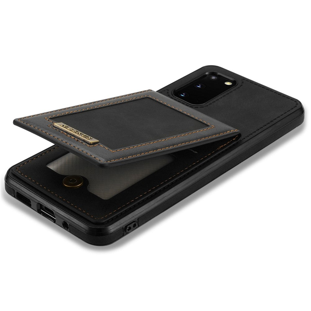 N.BEKUS Anti-fall Phone Case For Samsung Galaxy S20 FE / S20 FE 5G / S20 FE 2022 / S20 Lite, Vertical Card Holder Kickstand PU Leather+TPU RFID Blocking Phone Cover
