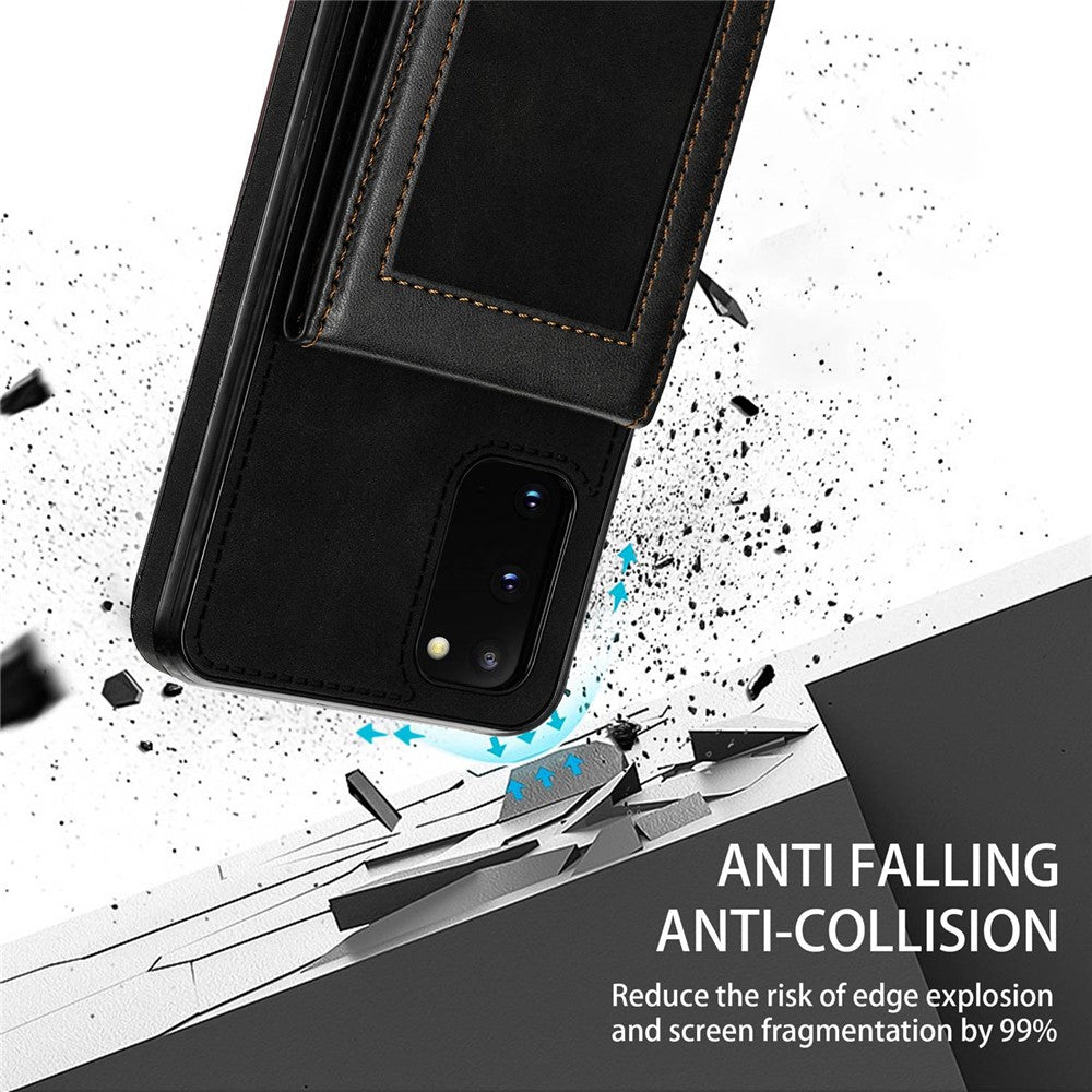 N.BEKUS Anti-fall Phone Case For Samsung Galaxy S20 FE / S20 FE 5G / S20 FE 2022 / S20 Lite, Vertical Card Holder Kickstand PU Leather+TPU RFID Blocking Phone Cover