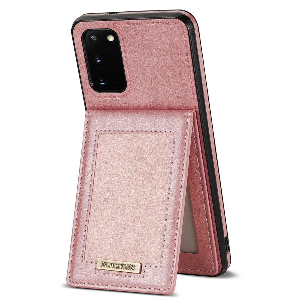 N.BEKUS Anti-fall Phone Case For Samsung Galaxy S20 FE / S20 FE 5G / S20 FE 2022 / S20 Lite, Vertical Card Holder Kickstand PU Leather+TPU RFID Blocking Phone Cover