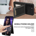 N.BEKUS för Samsung Galaxy S22+ 5G Välskyddat Vertikalt mobilskal Korthållare Stativ PU-läder+TPU RFID-blockerande Reptåligt mobilskal