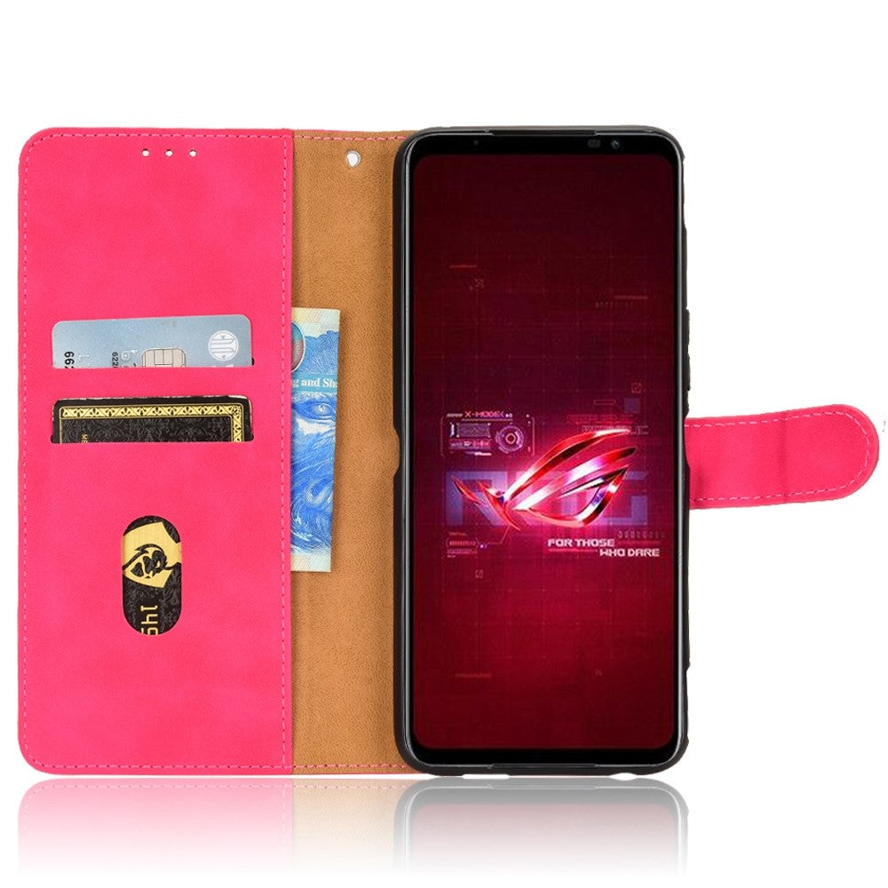 Skin-Touch Feeling Phone Cover for Asus ROG Phone 6 5G, PU Leather Magnetic Clasp Stand Wallet Case