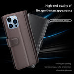 For iPhone 14 Pro Max Case Genuine Split Leather Phone Cover with Wallet Stand