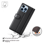 For iPhone 14 Pro Max Case Genuine Split Leather Phone Cover with Wallet Stand