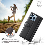 For iPhone 14 Pro Max Case Genuine Split Leather Phone Cover with Wallet Stand