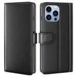 For iPhone 14 Pro Max Case Genuine Split Leather Phone Cover with Wallet Stand