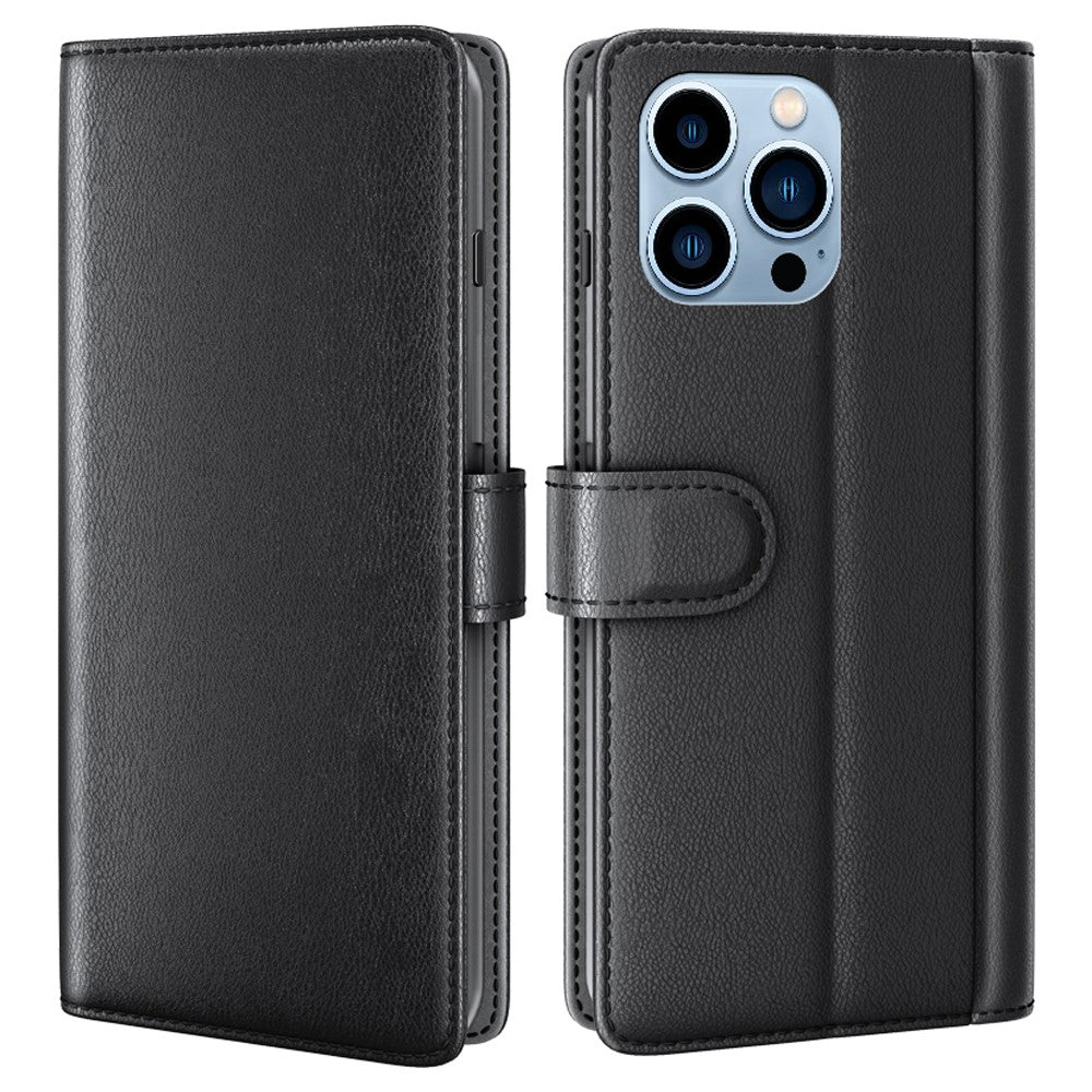 For iPhone 14 Pro Max Case Genuine Split Leather Phone Cover with Wallet Stand