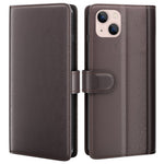 For iPhone 14 Plus Case Genuine Split Leather Phone Cover with Wallet Stand