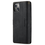 CASEME C30 Series Multiple Card Slots Case for iPhone 14 6.1 inch, Zipper Pocket Wallet PU Leather Stand Phone Cover with Strap