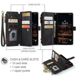 For iPhone 14 Plus Phone Cases with Strap CASEME C30 Zipper Multiple Card Holder PU Leather Cover