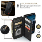For iPhone 14 Pro Max Phone Cases with Strap CASEME C30 Zipper Multiple Card Holder PU Leather Cover