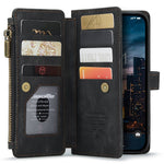 For iPhone 14 Pro Max Phone Cases with Strap CASEME C30 Zipper Multiple Card Holder PU Leather Cover