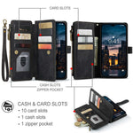 For iPhone 14 Pro Max Phone Cases with Strap CASEME C30 Zipper Multiple Card Holder PU Leather Cover