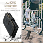 For iPhone 14 Pro Max Phone Cases with Strap CASEME C30 Zipper Multiple Card Holder PU Leather Cover
