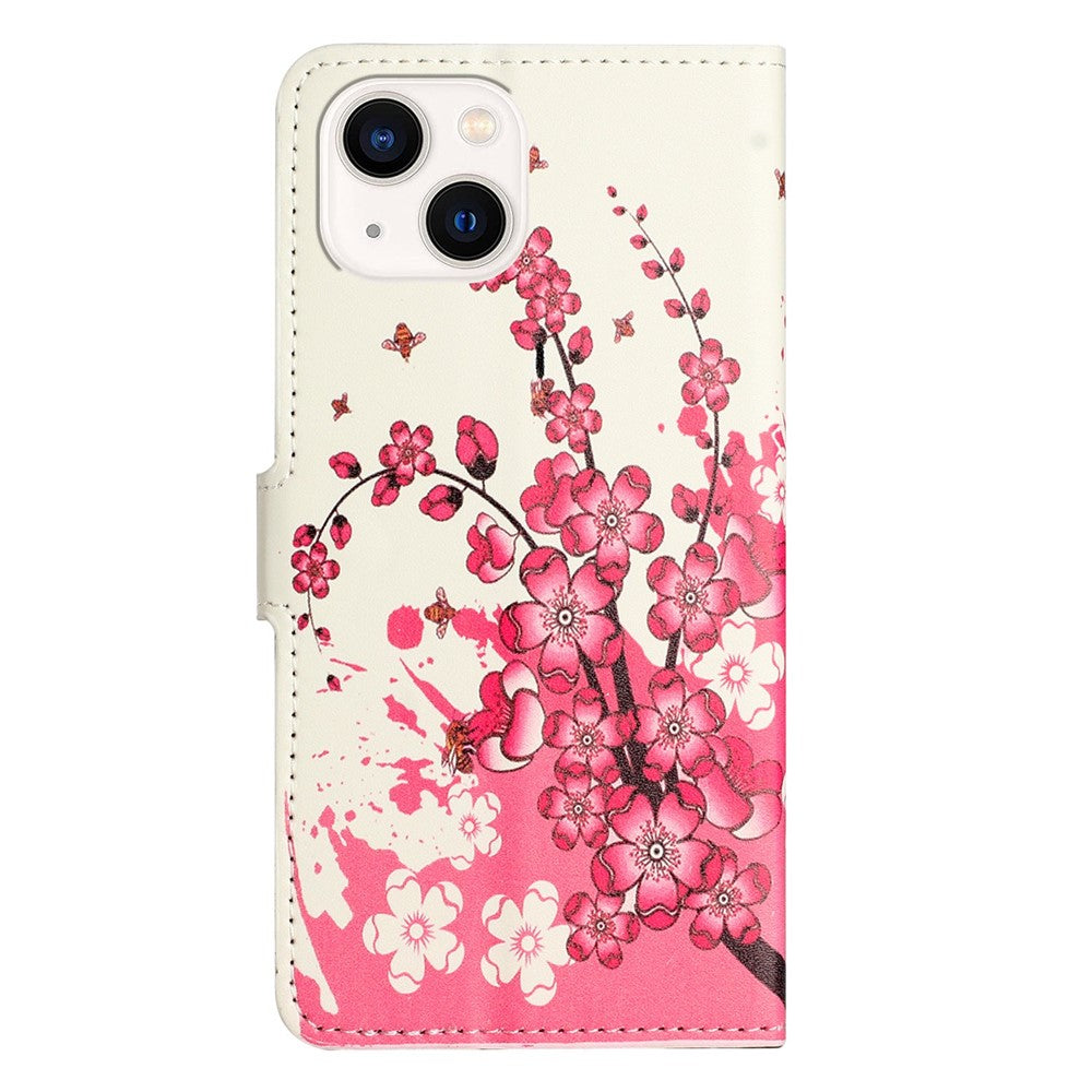 For iPhone 14 6.1 inch Wallet Stand Book Style Magnetic Clasp PU Leather Case Pattern Printing Phone Cover