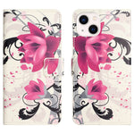 For iPhone 14 6.1 inch Wallet Stand Book Style Magnetic Clasp PU Leather Case Pattern Printing Phone Cover