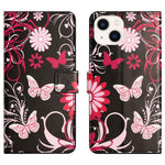 For iPhone 14 6.1 inch Wallet Stand Book Style Magnetic Clasp PU Leather Case Pattern Printing Phone Cover